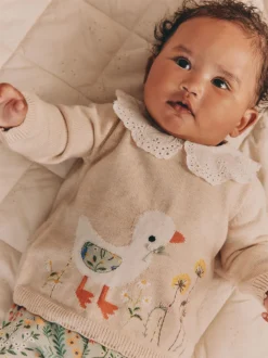 Neutre canard/Vert sauge Ditsy - Pull et Leggings en maille Bébé Ensemble 2 Pièces (0mois-3ans)