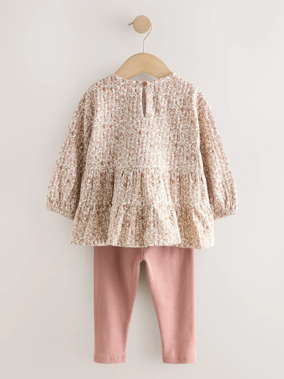 Neutre Ditsy Fleuri - Ensemble chemisier et legging à manches longues (3mois-7ans)