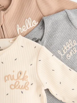 Neutre Milk Club - Lot de 3 dors-bien bébé à fermeture éclair bidirectionnelle 100 % coton (0mois -2ans)