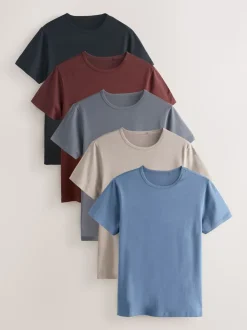Neutre/Bleu - Lot de 5 - T-shirt à superposition modale