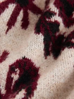 Neutre/Bordeaux - Pull à col rond Motif paisley Statement