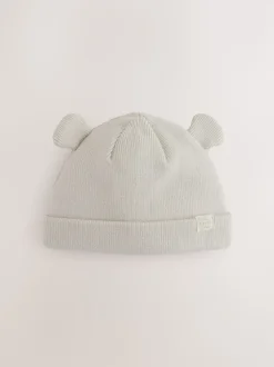 Neutre/fauve - Lot de 2bonnets côtelés pour bébé