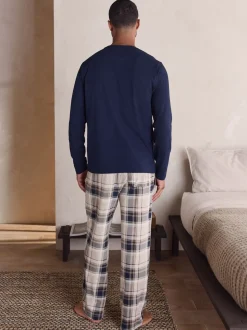 Neutre/Marine - Lot de 2 pyjamas à manches courtes en jersey à carreaux