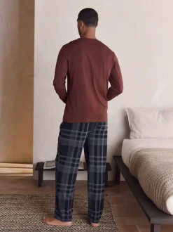 Neutre/Marine - Lot de 2 pyjamas à manches courtes en jersey à carreaux