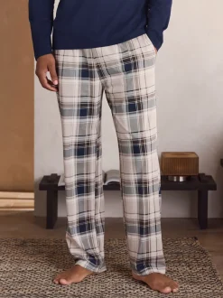 Neutre/Marine - Lot de 2 pyjamas à manches courtes en jersey à carreaux