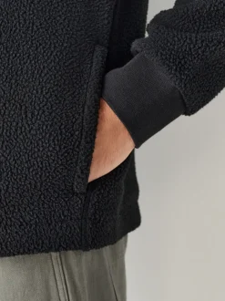 Noir - À capuche - Polaire en peau de mouton