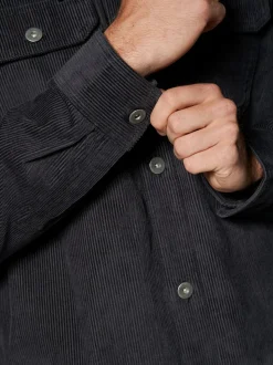 Noir - À capuche Velours côtelé Borg Veste-chemise doublée