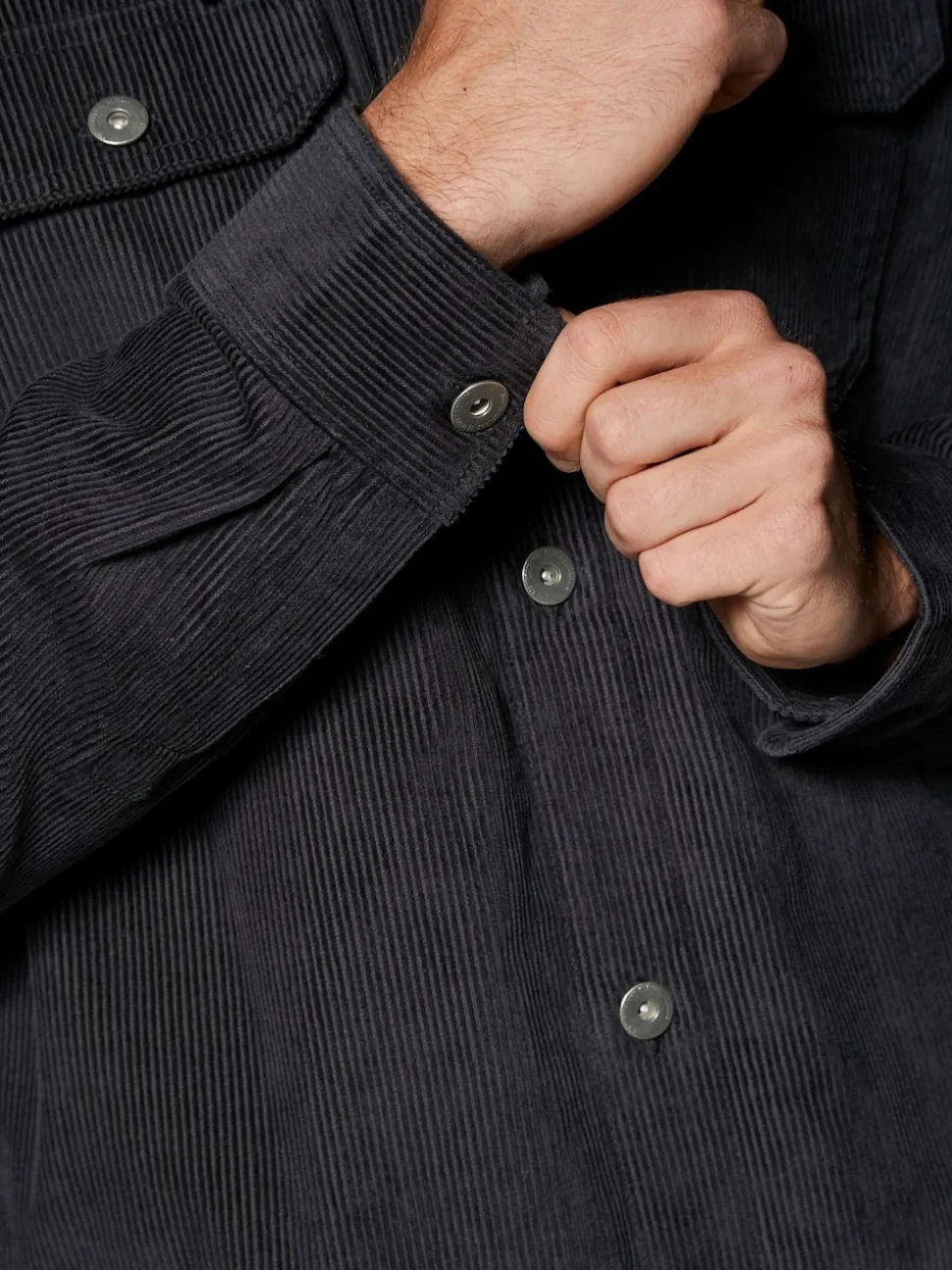 Noir - À capuche Velours côtelé Borg Veste-chemise doublée