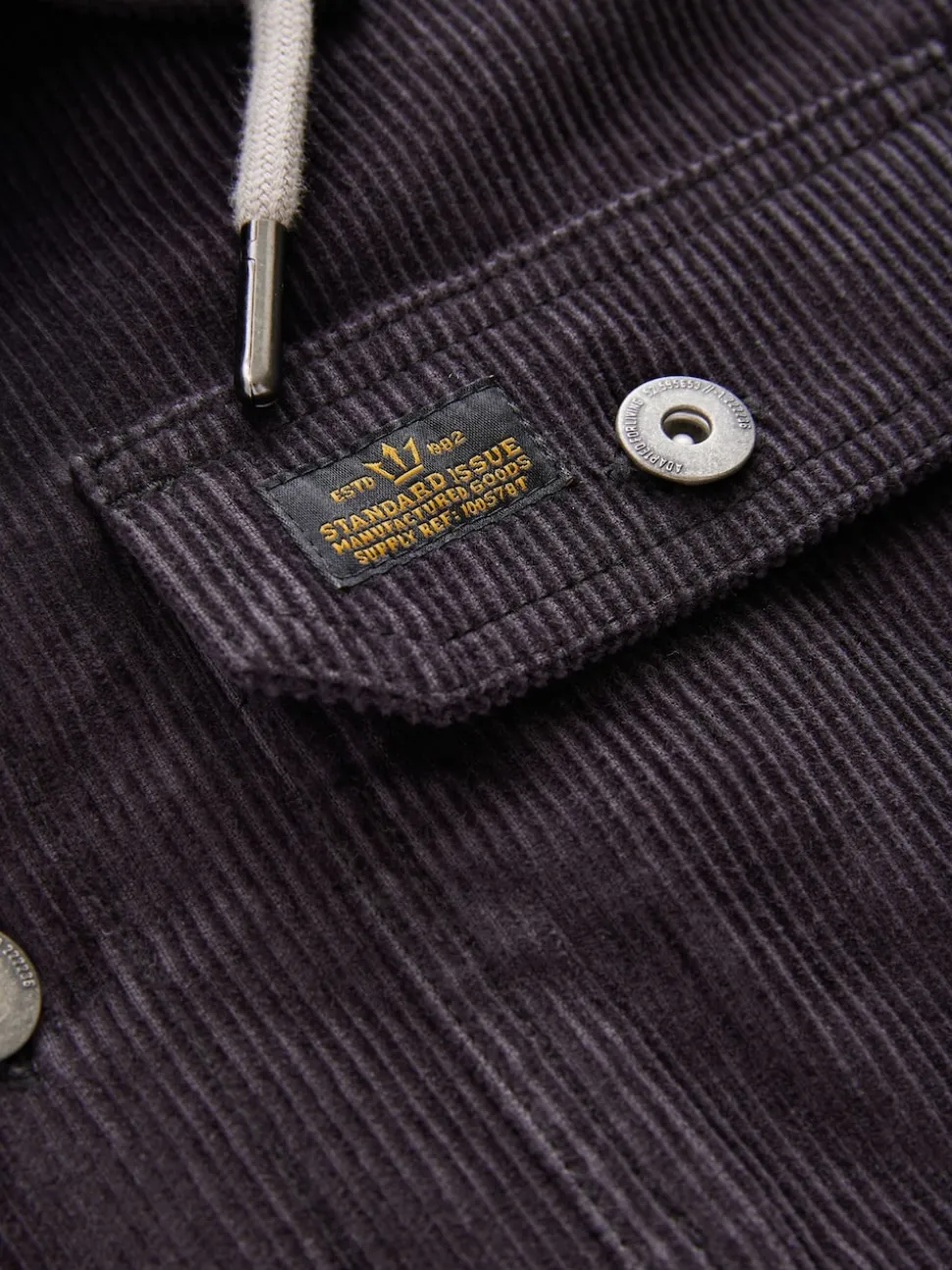 Noir - À capuche Velours côtelé Borg Veste-chemise doublée