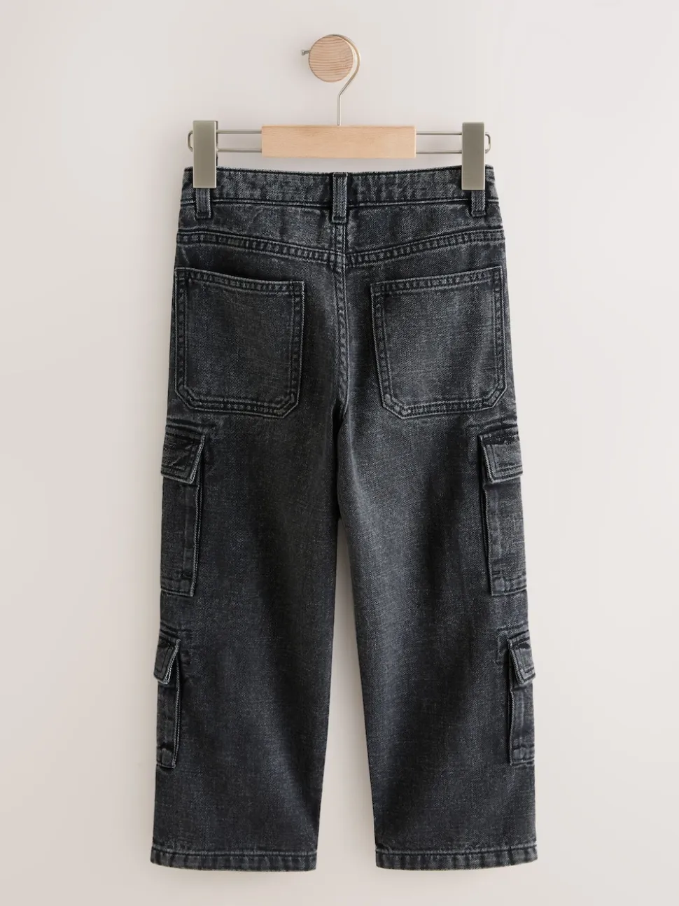 Noir - 100% Coton Denim Multipocket Cargos Jeans (3-16ans)