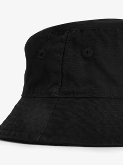 Noir - 100% coton seau en toile Chapeaux (3mois-16ans)