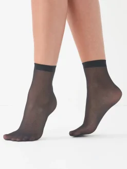 Noir - 20 Denier Chaussettes cheville 5 Lot