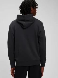 Noir - À enfiler - Sweat à capuche doublé en polaire avec logo Gap