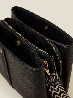 Noir - Accessorize Faux Leather Webbing Strap Sac à bandoulière