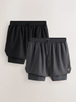 Noir - Active 2-en-1 Shorts 2 Lot
