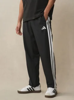 Noir - adidas Essentiel 3-Rayure Joggers Stanford à ourlet ouvert