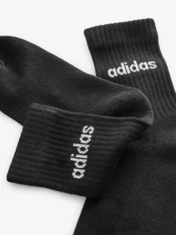 Noir - Adidas Linear Crew Cushioned Socks 3 Pack
