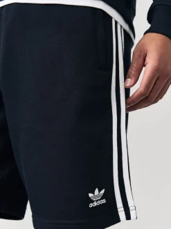 Noir - adidas Originals Adicolor 3- Shorts Rayure