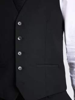 Noir - Ajusté - Gilet de costume extensible MOSS