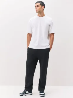 Noir - Ajustement droit - Pantalon de jogging épais décontracté à dos brossé