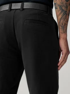 Noir - Ajustement droit - Pantalons chino à ceinture doux au toucher