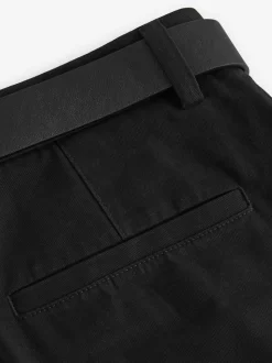 Noir - Ajustement droit - Pantalons chino à ceinture doux au toucher