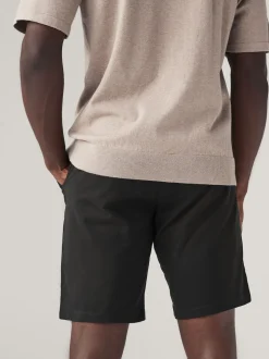 Noir - Ajustement droit - Short chino stretch