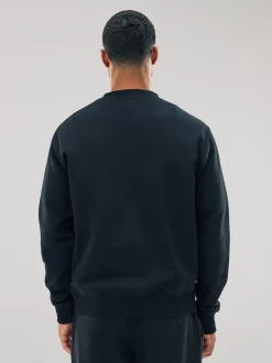 Noir - Ajustement régulier - Sweat-shirt épais à Col rond riche en coton