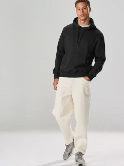 Noir - Ajustement régulier - Sweat-shirt à capuche en jersey riche en coton épais