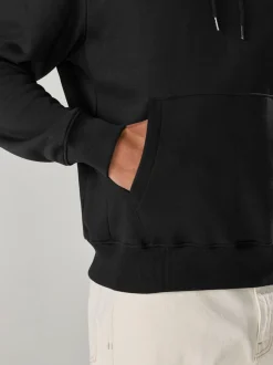 Noir - Ajustement régulier - Sweat-shirt à capuche en jersey riche en coton épais