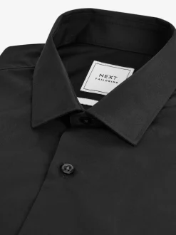 Noir - Ajustement régulier - Chemise intelligente à double poignet facile d’entretien