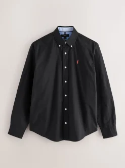 Noir - Ajustement régulier - Chemise Oxford à manches longues