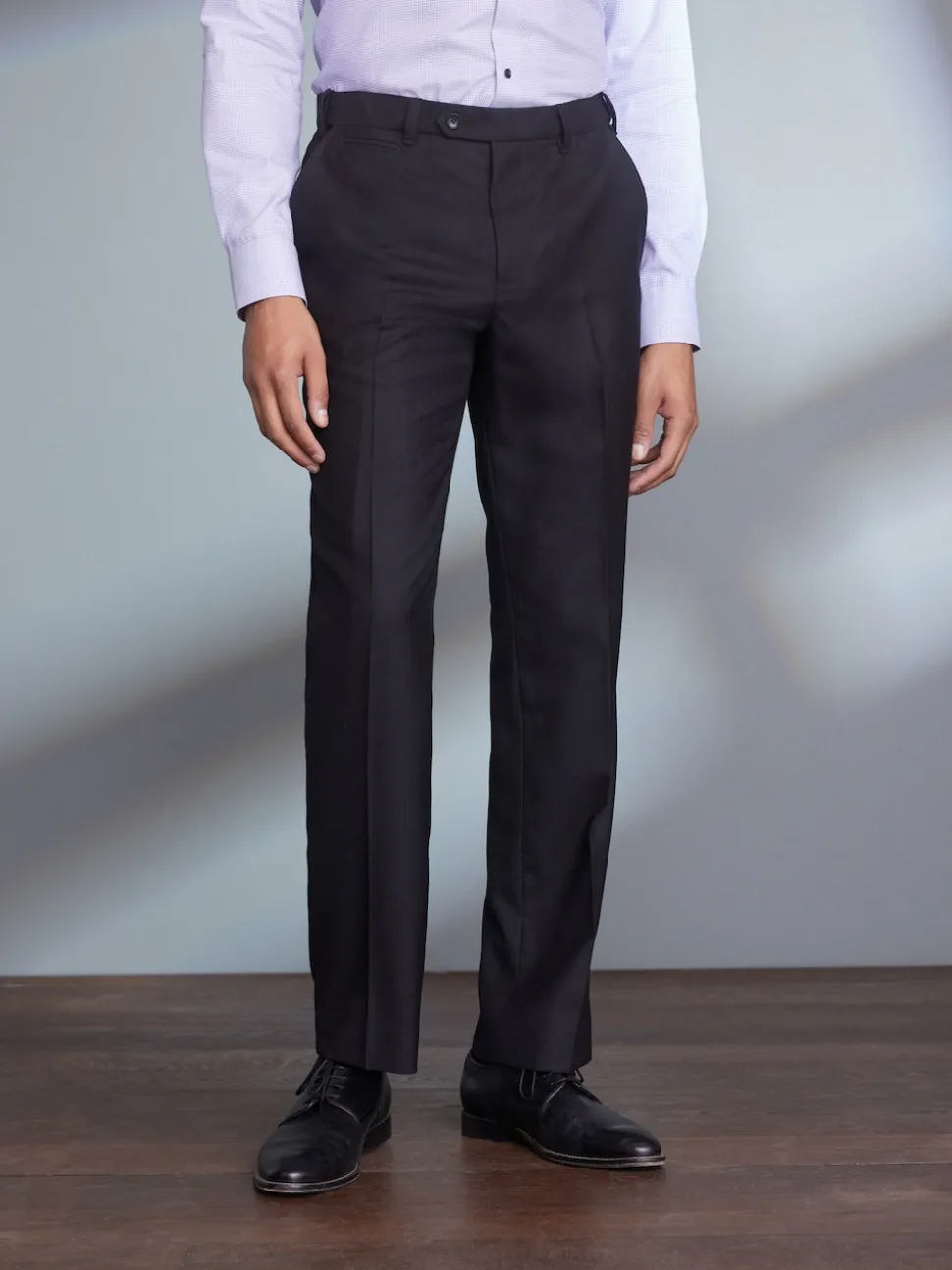 Noir - Ajustement régulier - Pantalons Signature en 100 % laine avec ceinture Motion Flex