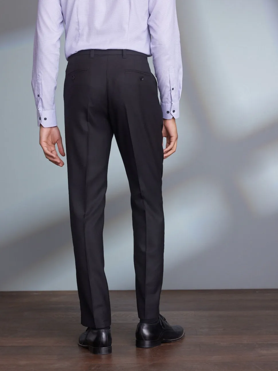 Noir - Ajustement régulier - Pantalons Signature en 100 % laine avec ceinture Motion Flex