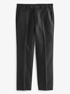 Noir - Ajustement régulier - Pantalons Signature en 100 % laine avec ceinture Motion Flex