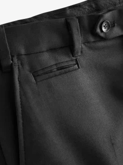 Noir - Ajustement régulier - Pantalons Signature en 100 % laine avec ceinture Motion Flex