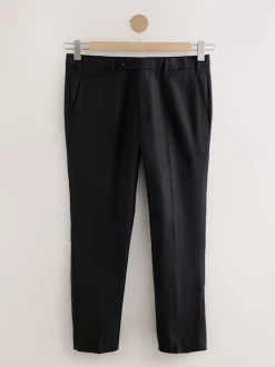 Noir - Ajustement régulier - Pantalons Signature en 100 % laine avec ceinture Motion Flex