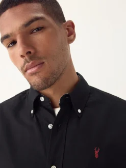 Noir - Ajustement régulier - Chemise Oxford à manches courtes