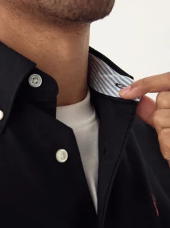 Noir - Ajustement régulier - Chemise Oxford à manches courtes