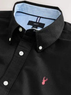 Noir - Ajustement régulier - Chemise Oxford à manches courtes