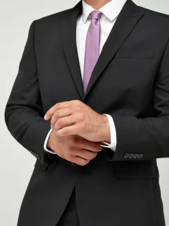 Noir - Ajustement régulier - Veste de costume à deux boutons