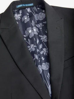 Noir - Ajustement régulier - Veste de costume à deux boutons