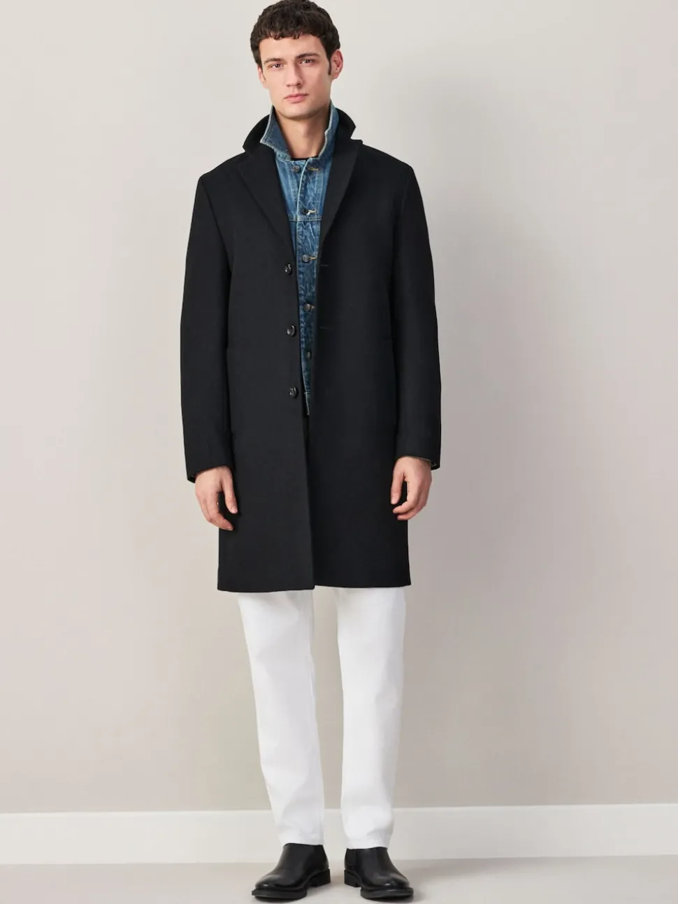 Noir - Ajustement régulier - Manteau Epsom en laine