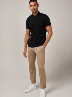 Noir - Ajustement régulier - Polo Manches courtes Pique