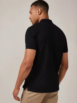Noir - Ajustement régulier - Polo Manches courtes Pique