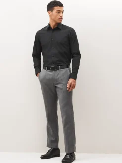 Noir - Ajustement régulier - Chemises intelligentes faciles d’entretien à poignets simples