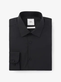 Noir - Ajustement régulier - Chemises intelligentes faciles d’entretien à poignets simples