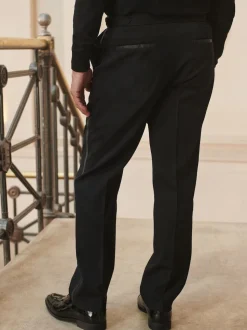 Noir - Ajustement régulier - Pantalon de smoking ajustable avec laine
