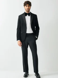 Noir - Ajustement régulier - Pantalon de smoking texturé avec détail de ruban adhésif