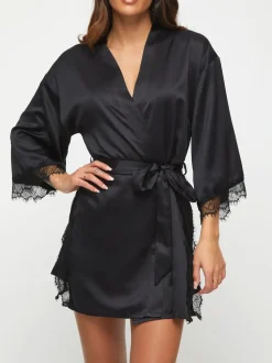 Noir - Ann Summers Satin Robe de chambre Cherryann Peignoirs